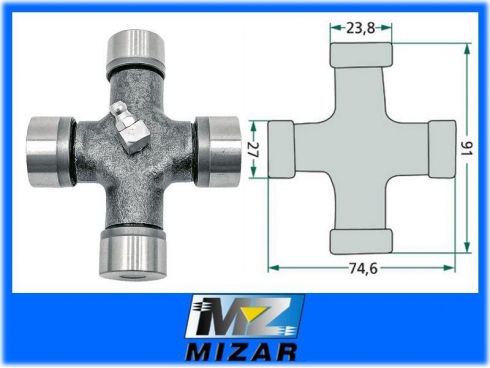 Krzyżak 24x75mm 27x91 do wałka szerokokątnego Wesler-10597