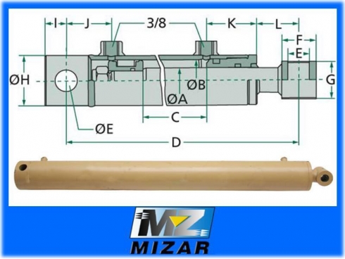 SIŁOWNIK HYDRAULICZNY DWUSTRONNY 40/25/200 GRANIT-10814