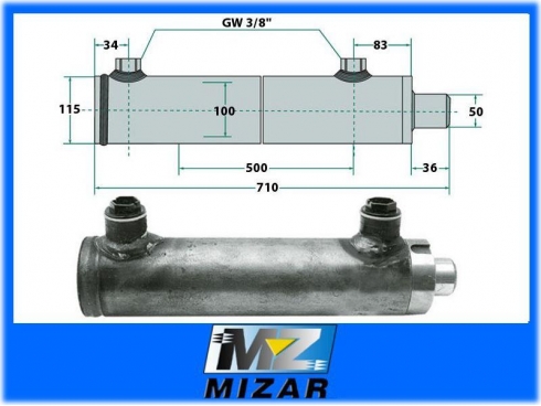 SIŁOWNIK HYDRAULICZNY DWUSTRONNY 50/100/500 BEZ U.-12182