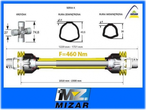 WAŁEK PRZEGUBOWY 1010-1500mm 460Nm 50270 CE 4 AKSAN-13416