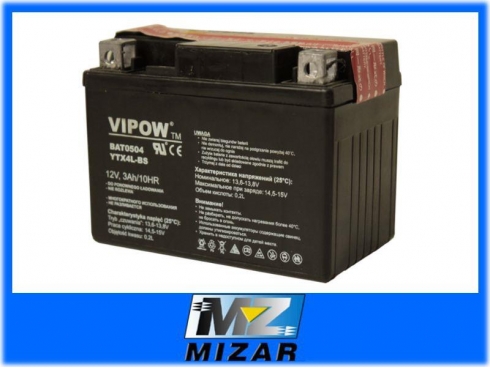 AKUMULATOR 12V 3Ah TYP MC DO MOTOCYKLI VIPOW-15027