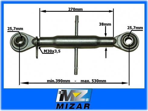 ŁĄCZNIK GÓRNY 390-530mm 25,7x25,7mm M30x3,5 KAT. 2-16235