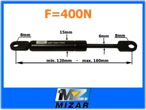 AMORTYZATOR GAZOWY 160mm 400N PLANDEKI PRZESUWANEJ-18206
