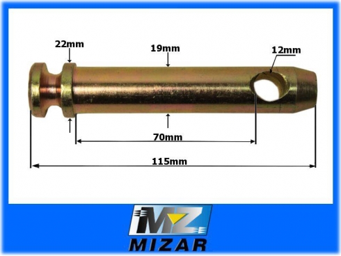 Sworzeń zabezpieczający fi 19mm dł. rob. 70mm-18369