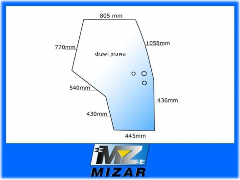 Szyba drzwi prawa Massey Ferguson 3902124M1-19289