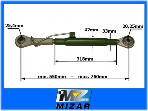 ŁĄCZNIK GÓRNY 550-760mm M27x3  KAT. 2-20,25 AL67290-19281