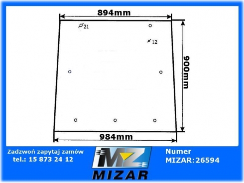 SZYBA TYLNA MF SERIA 3000 ZIELONA 3389902M3-23121