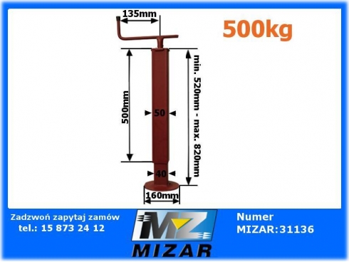 Podpora regulowana 500-810mm 500kg Simol-23415