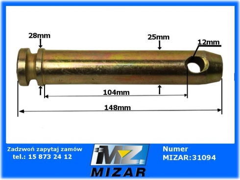 Sworzeń zabezpieczający 1"x148mm New Holland Ford-23545