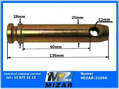 Sworzeń zabezpieczający 1"x136mm New Holland-23529