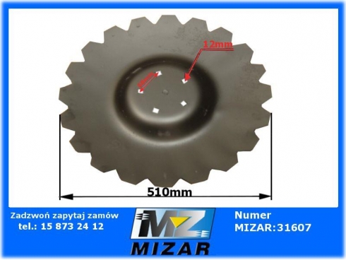 Talerz do talerzówki 510x3,5mm 5-otworów 12x12mm uzębiony Z-10 Tabo-23627