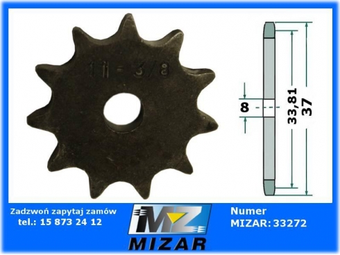 Koło zębate do łańcucha 06B-1 Z-11 37mm 8mm-25195