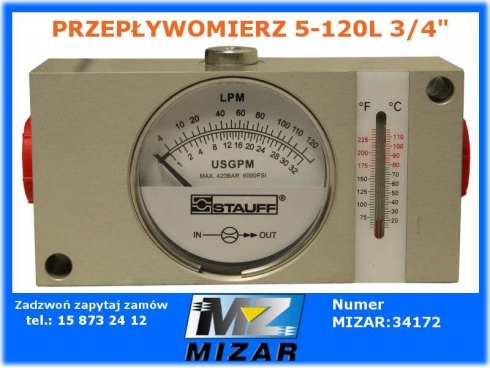 Przepływomierz 5-120l 3/4" z termometrem-25833