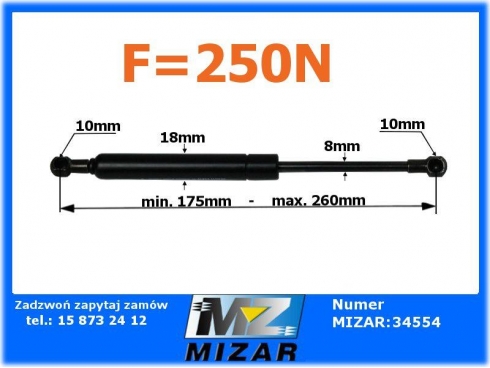 Amortyzator gazowy drzwi John Deere AL110629 250N-25950