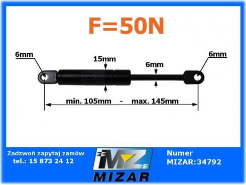 Amortyzator gazowy 105-145mm 50N-25993