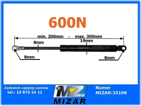 Amortyzator gazowy Sipma 5270157002 600N 300mm-26317