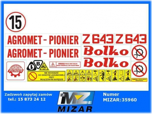 Naklejki kombajnu ziemniaczanego Bolko Z-643-27408