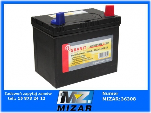 Akumulator 12V 30Ah 290A +P GRANIT Endurance Line do kosiarki traktorka-27467