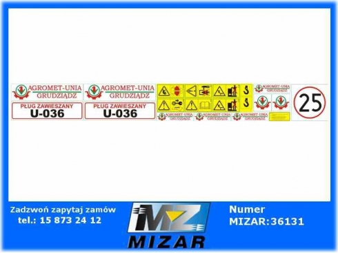 Naklejki pługa zawieszanego 4-skibow. Unia U-036-27417