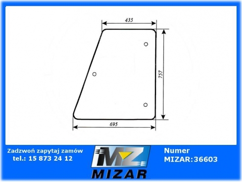 Szyba drzwi górna L/P Zetor 5211 7211 60117961 6011-7961-28090