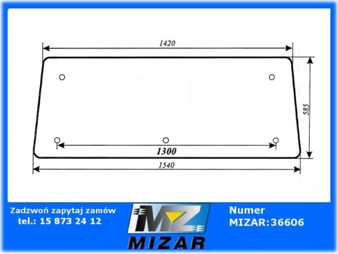 Szyba tylna górna Zetor rozstaw otworów 1300mm 62117909 6211-7909-28092