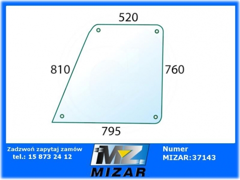 Szyba drzwi górna Case IH Fritzmeier Modul 3000 5207438-28196