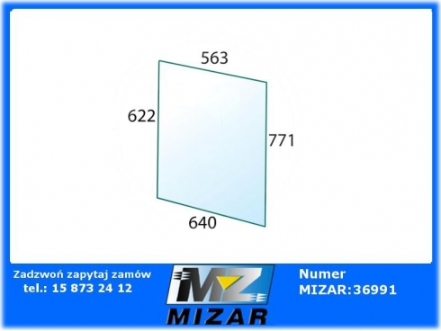 Szyba drzwi górna L/P Case IH 433 533 633 733 833 520417-28143