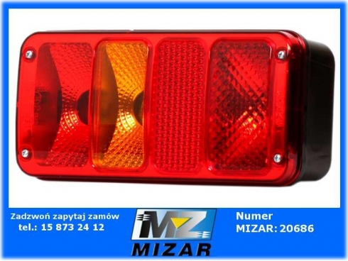 LAMPA TYLNA W29L BEZ OŚWIETLENIA TABLICY REJESTR.-28641