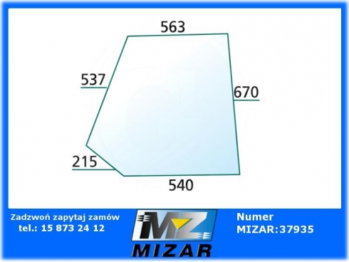 Szyba drzwi górna L/P Deutz Fritzmeief Europa III 520770-28929