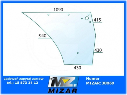 Szyba drzwi dolna L/P C1000 AgroCompact Deutz 04366139-31014