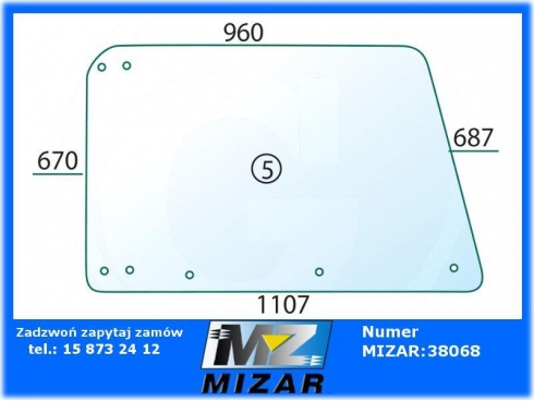 Szyba drzwi górna L/P C1000 AgroCompact Deutz 04366138-31012