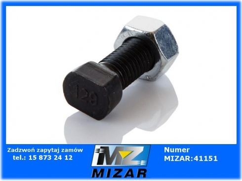 Śruba kpl. płużna owal z dwóch stron ścięta M12x35mm kl. 12.9 Rabe 6343-31479