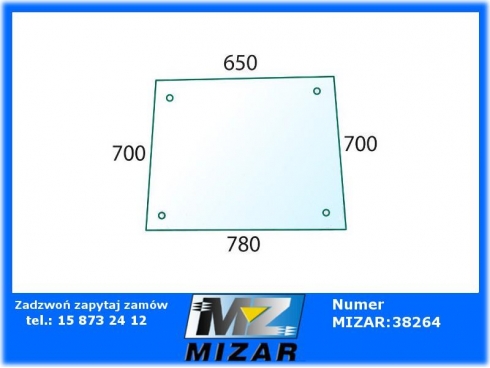 Szyba drzwi górna L/P z otworami Deutz DX3 Vario 04364138-31463