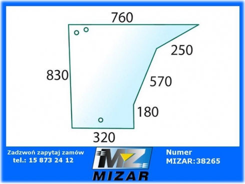 Szyba drzwi dolna L/P z otworami Deutz DX3 Vario 04364140-31464