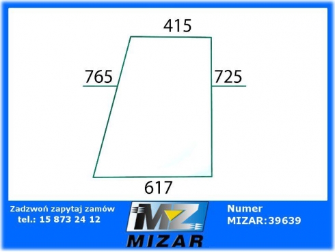 Szyba drzwi górna Fendt Favorit 610 611 612 zielona 385500350020-31791