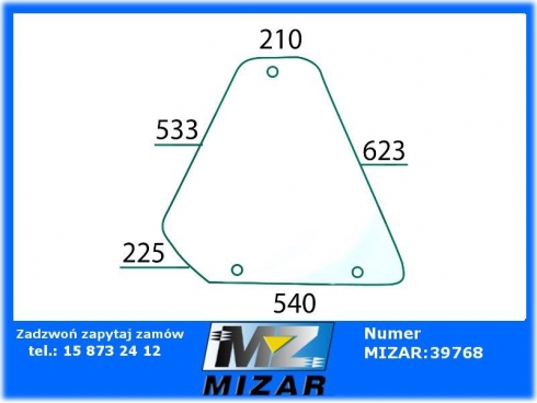 Szyba boczna L/P Fiat CS 14 15 16 17 18 19 zielona 5165571-31995