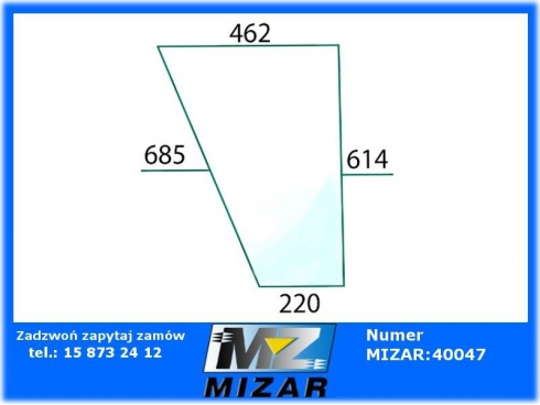 Szyba dolna dzielona L/P Ford 2610 2910 3910 4110 83932001-32055