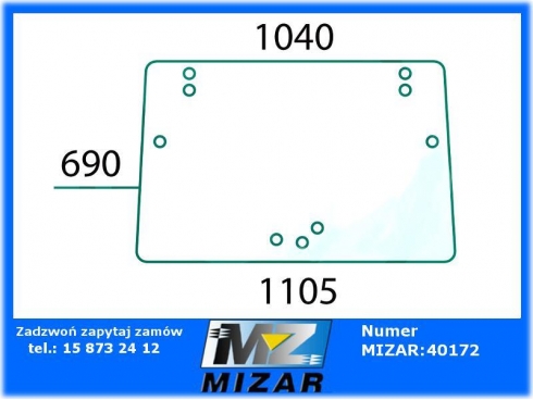 Szyba przednia 9 otw. John Deere 5300 5400 5500 ER047354-32136