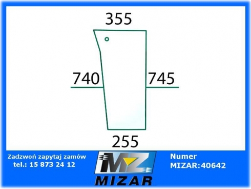 Szyba przednia dolna prawa Massey Ferguson 342 350 3475995M1-32258