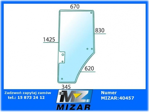 Szyba drzwi prawa John Deere 7600 7610 7700 R131164-32316