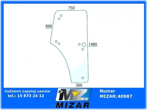 Szyba drzwi prawa 9 otworów Renault Ares RX RZ 7700044196-32627