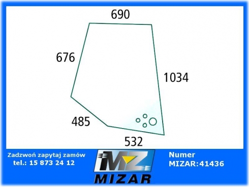 Szyba drzwi górna prawa Valmet 600 700 800 865-32714