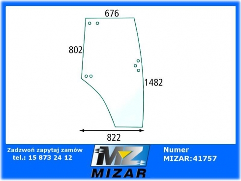 Szyba drzwi lewa Zetor Proxima 6421 6441 7421 7441 53369092 53.369.092-32823