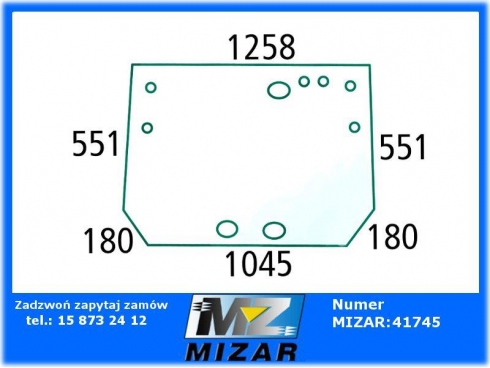 Szyba tylna Zetor 3321 3341 4321 4341 5321 5341 53369005 53.369.005 bezbarwna 2 otwory na dole-32814