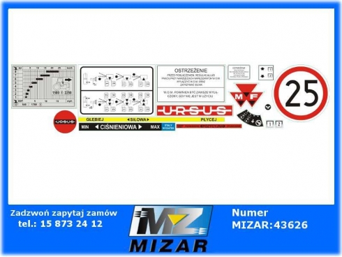 Piktogramy naklejki do Massey Ferguson MF 255 Ursus 3512-34184