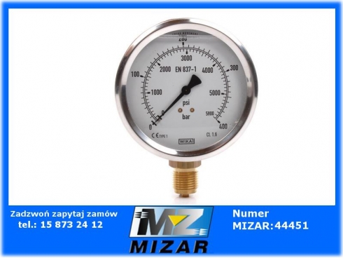 Manometr glicerynowy 400 Bar przyłącze 1/2" dolne-35410