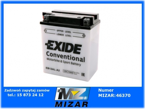 Akumulator motocyklowy 12V 12Ah 165A EB12AL-A2 Exide-36279