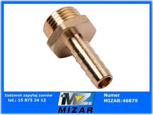 Nypel do węża 1/2" 9mm gwint zewnętrzny mosiądz kuchenka gazowa-36749