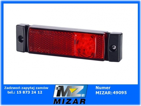 Lampa obrysowa 3 LED 12V 24V z odblaskiem czerwona Horpol-38548