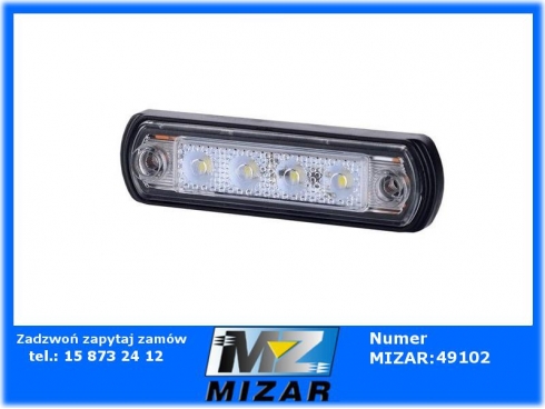 Lampa obrysówka przednia owalna 4 LED 12V 24V biała na gumowej podstawie Horpol-38555